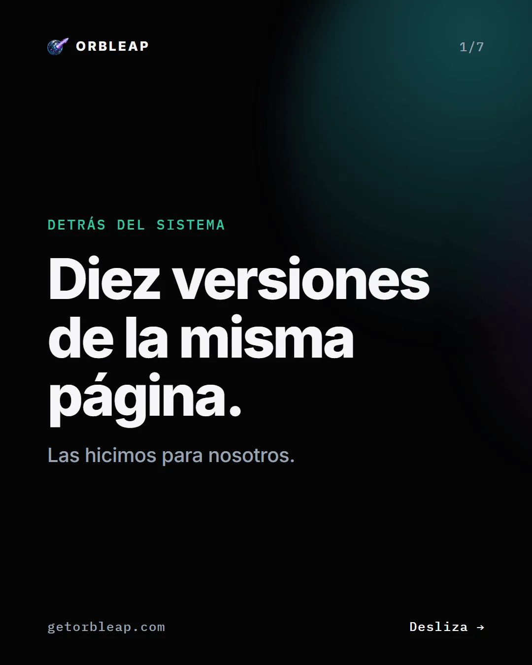 Publicación de OrbLeap: “Diez versiones de la misma página. Las hicimos para nosotros.”